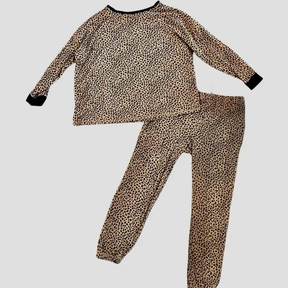 Donna Karan Sleepwear Pajama Set XL Leopard Print comfy loungewear - Picture 1 of 4